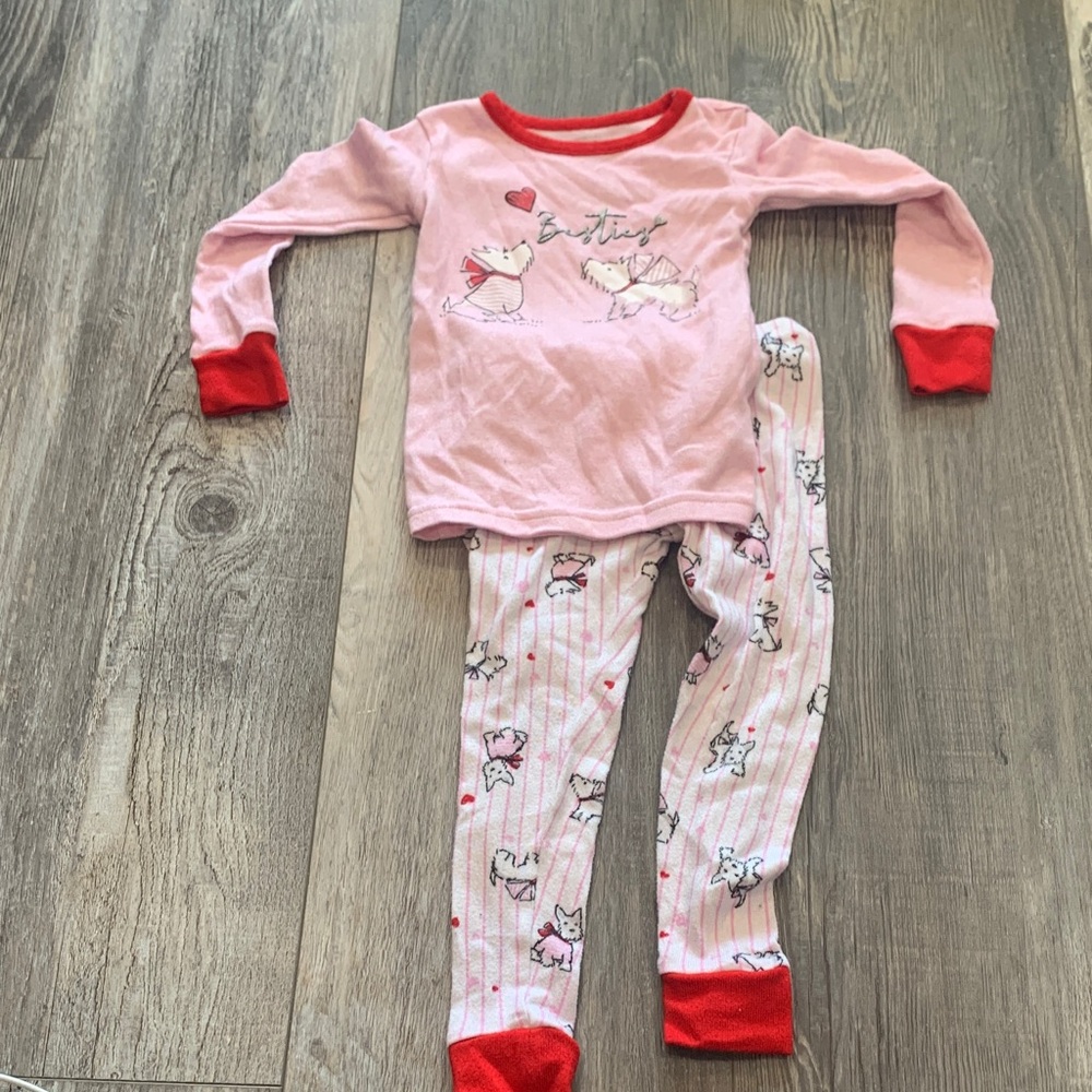 Laura Ashley Pink and Red Kids Pajamas with Cat Print